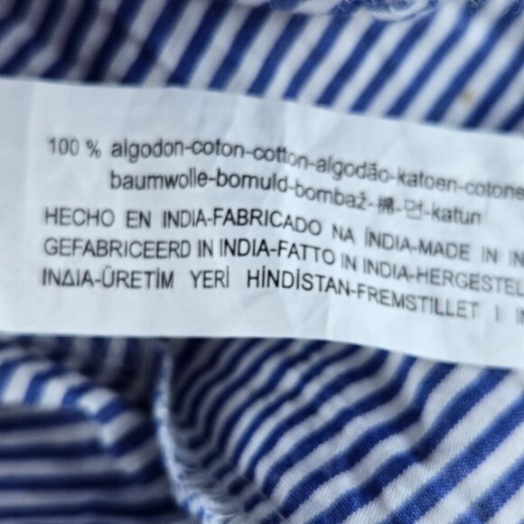 Zara Trafaluc Collection Sz XL Blue White Striped Dress Exposed Back Zip Ruffle - Picture 10 of 12